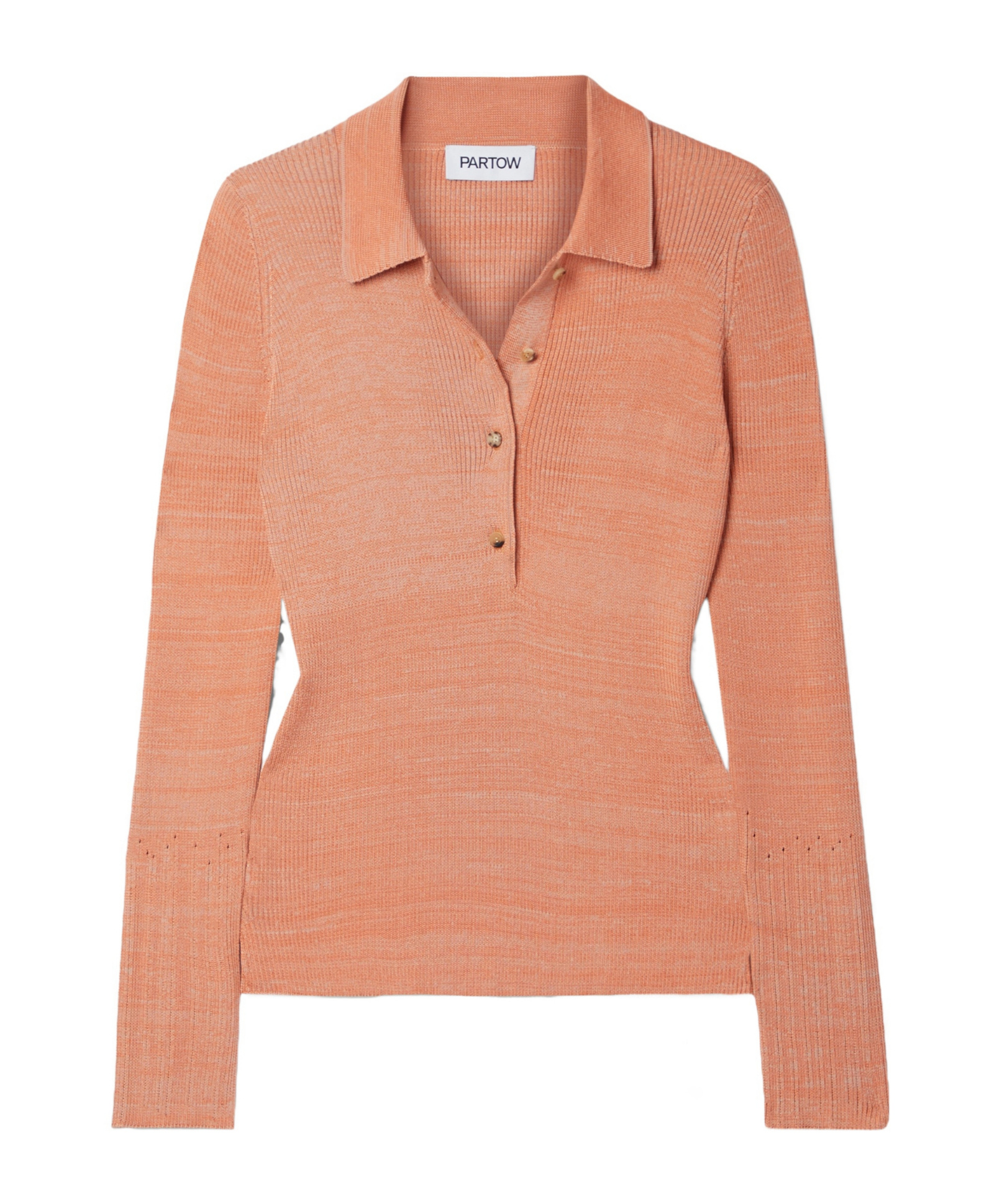 Ribbed silk and cotton-blend polo sweater