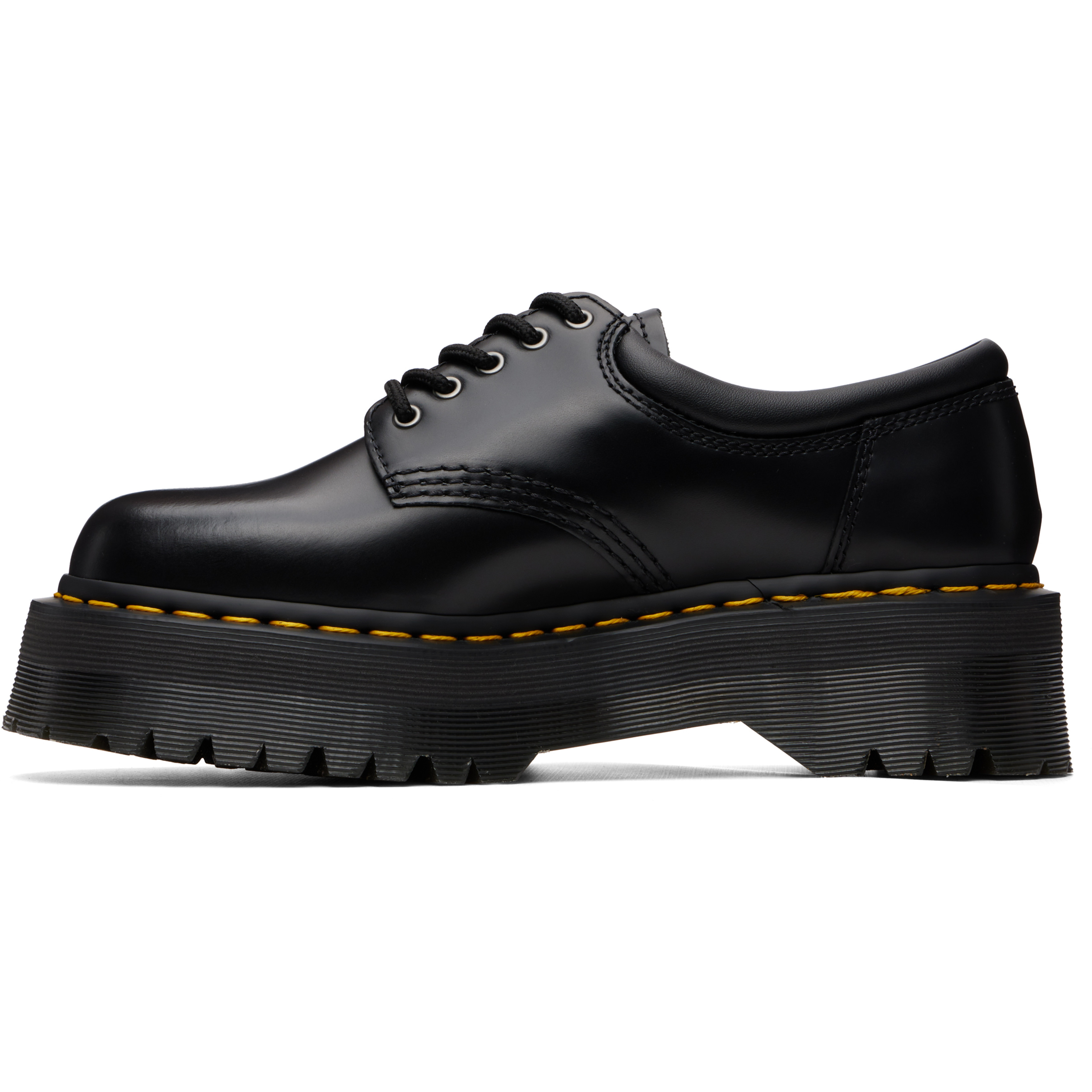 Black 8053 Quad Smooth Leather Platform Derbys