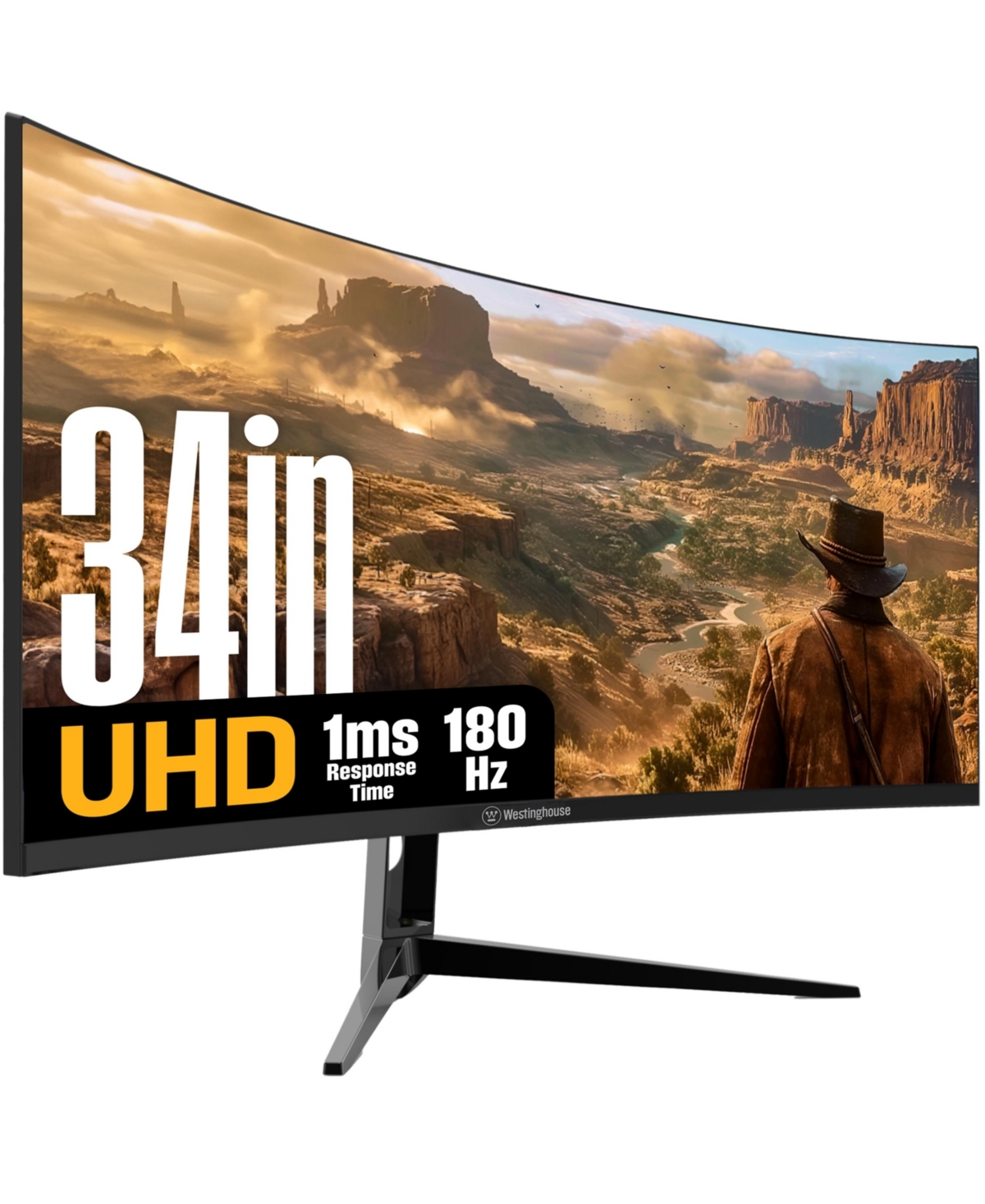 "34"" Curved Ultrawide Gaming Monitor, 180Hz, Amd FreeSync, 1500R Curve, 3440x1440, Built-in Speakers, 2xDP, 2xHDMI - Black"
