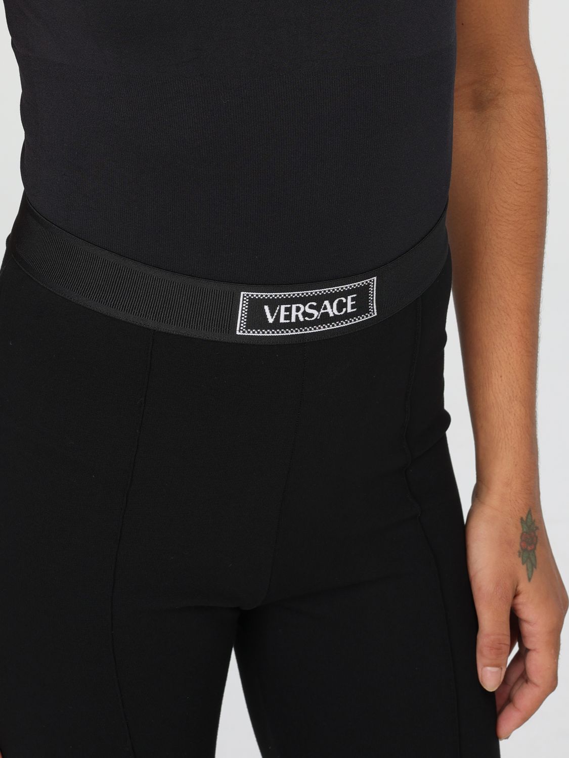 Logo-waistband leggings - Black