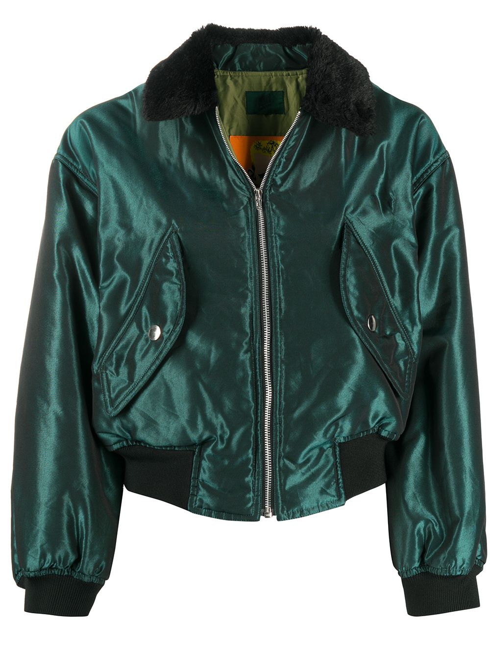 1988 iridescent relaxed bomber jacket - Green