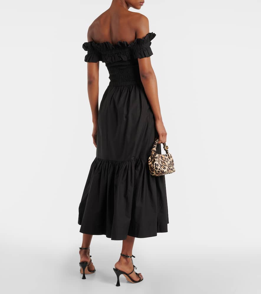 Cotton poplin midi skirt