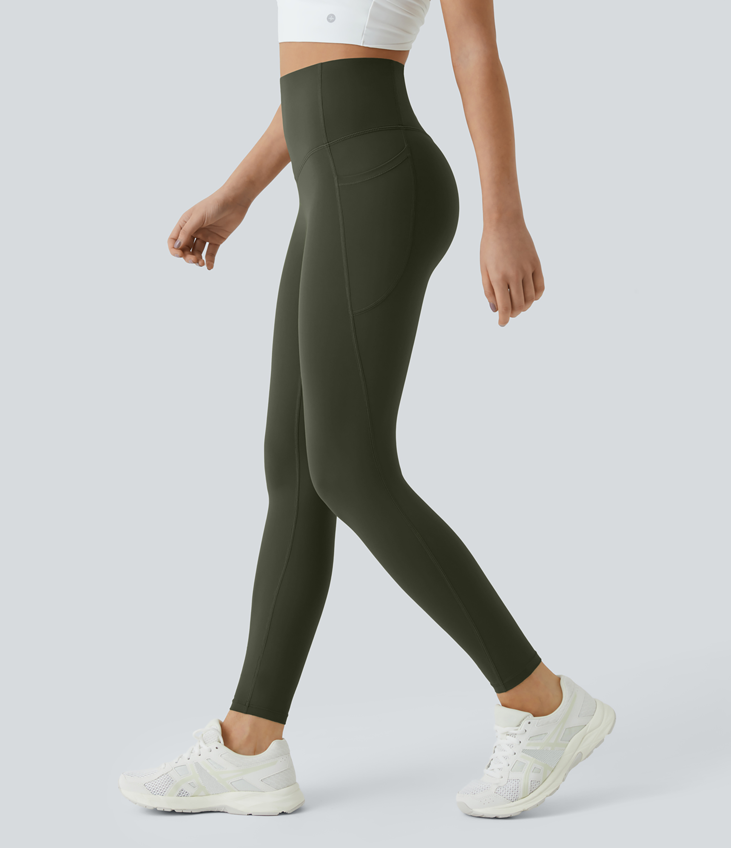 UltraSculpt™ High Waisted Tummy Control Pocket Shaping Training Leggings  - Deep Woodland Green