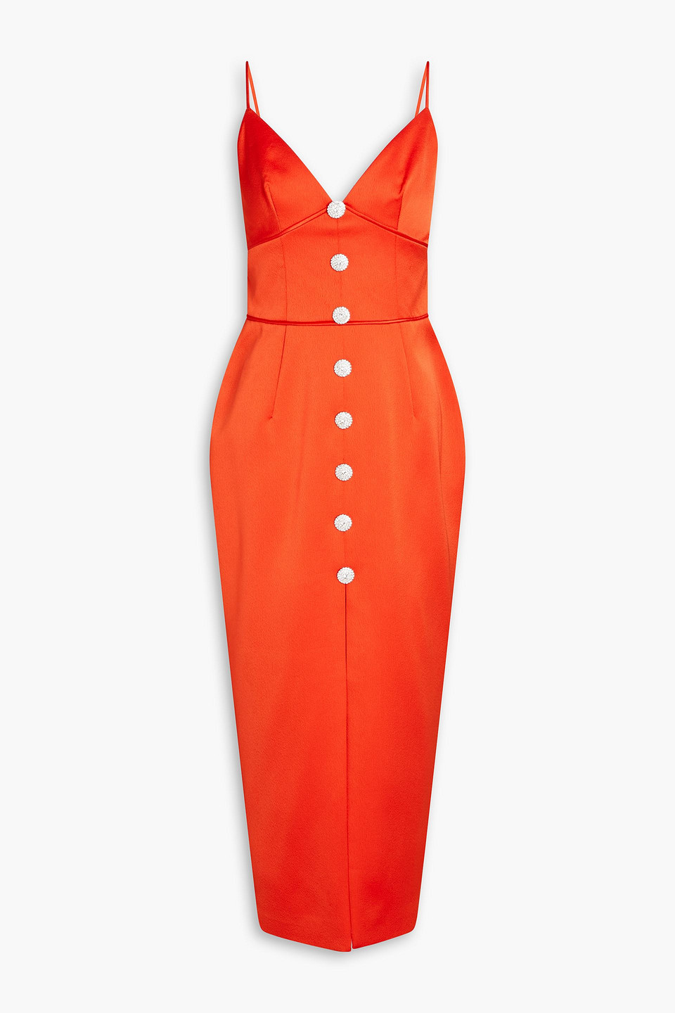 Crystal-embellished satin-crepe midi dress