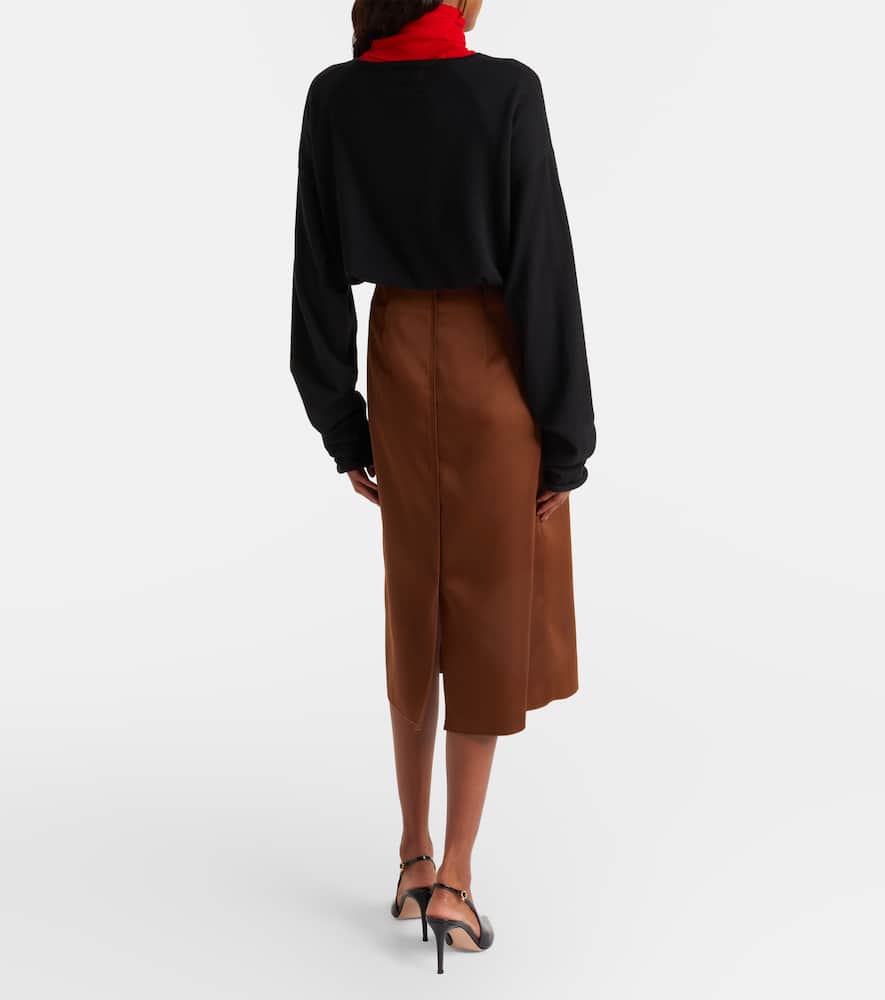 Shiny Statement high-rise duchesse pencil skirt