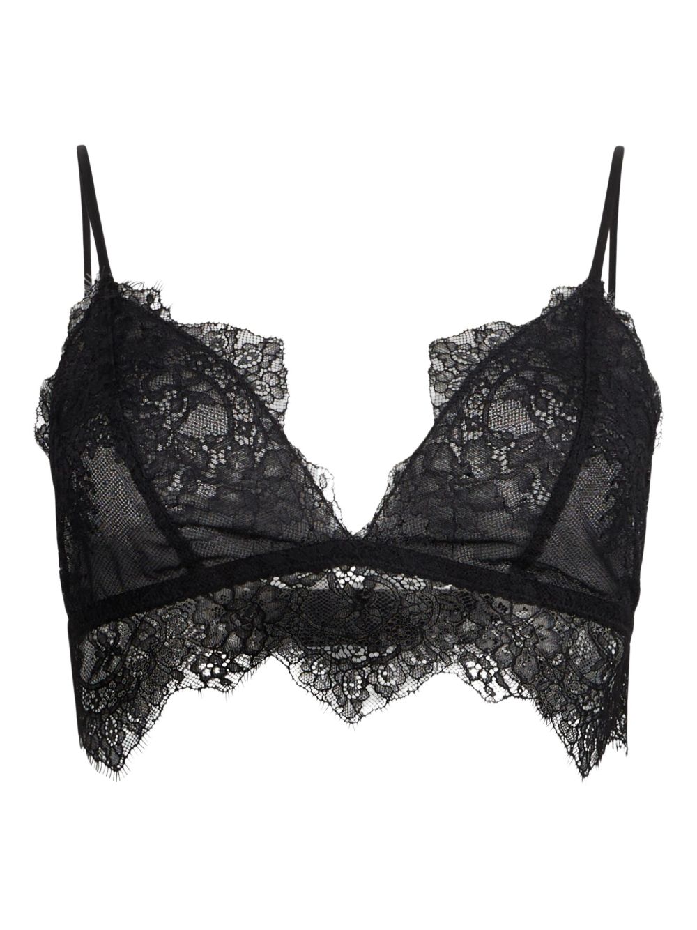 Lace-detailing top - Black