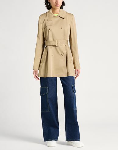 Woman Overcoat & Trench Coat Beige Size 10 Cotton, Elastane