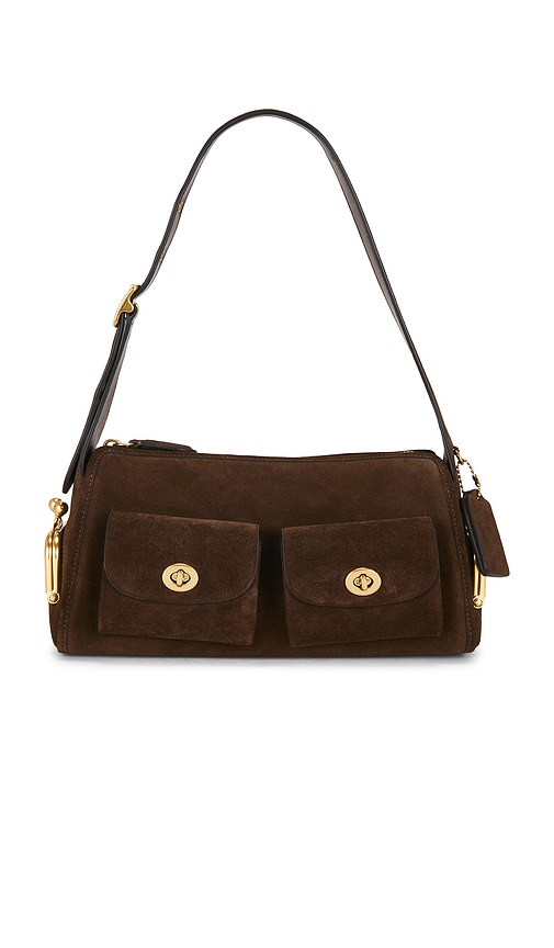 Coach The Coach Originals Suede Turnlock Haversack Chocolate