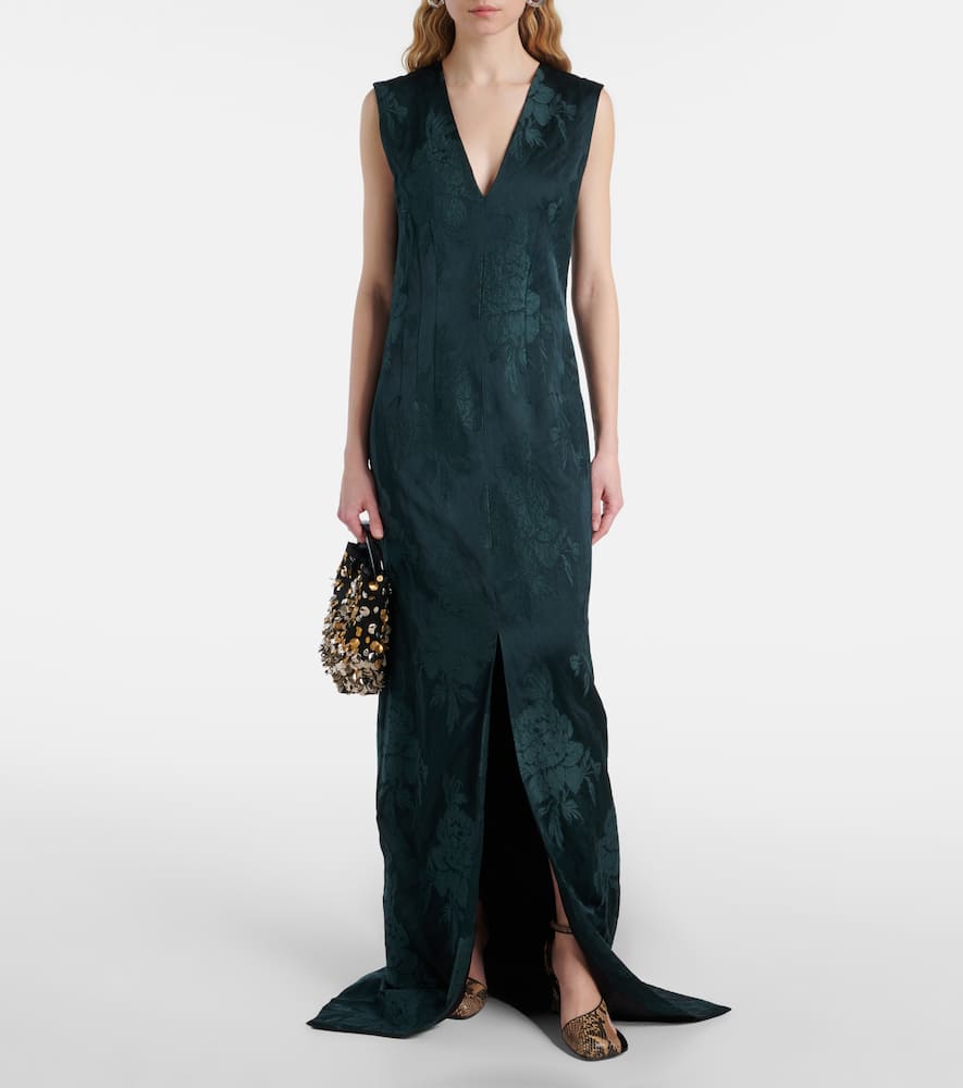 Floral jacquard gown