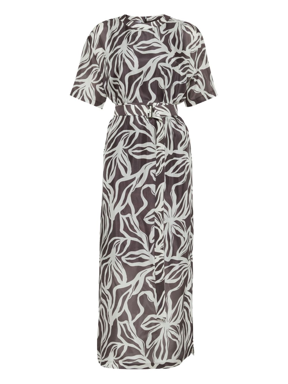 Floral-print Monili-detail maxi dress - White