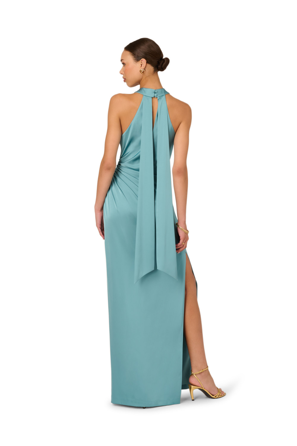 Adrianna Papell Womens Stretch Satin Long Dress - Blue