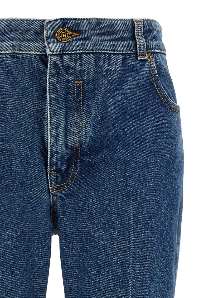 Balmain - embroidered denim trousers belt loops pocket