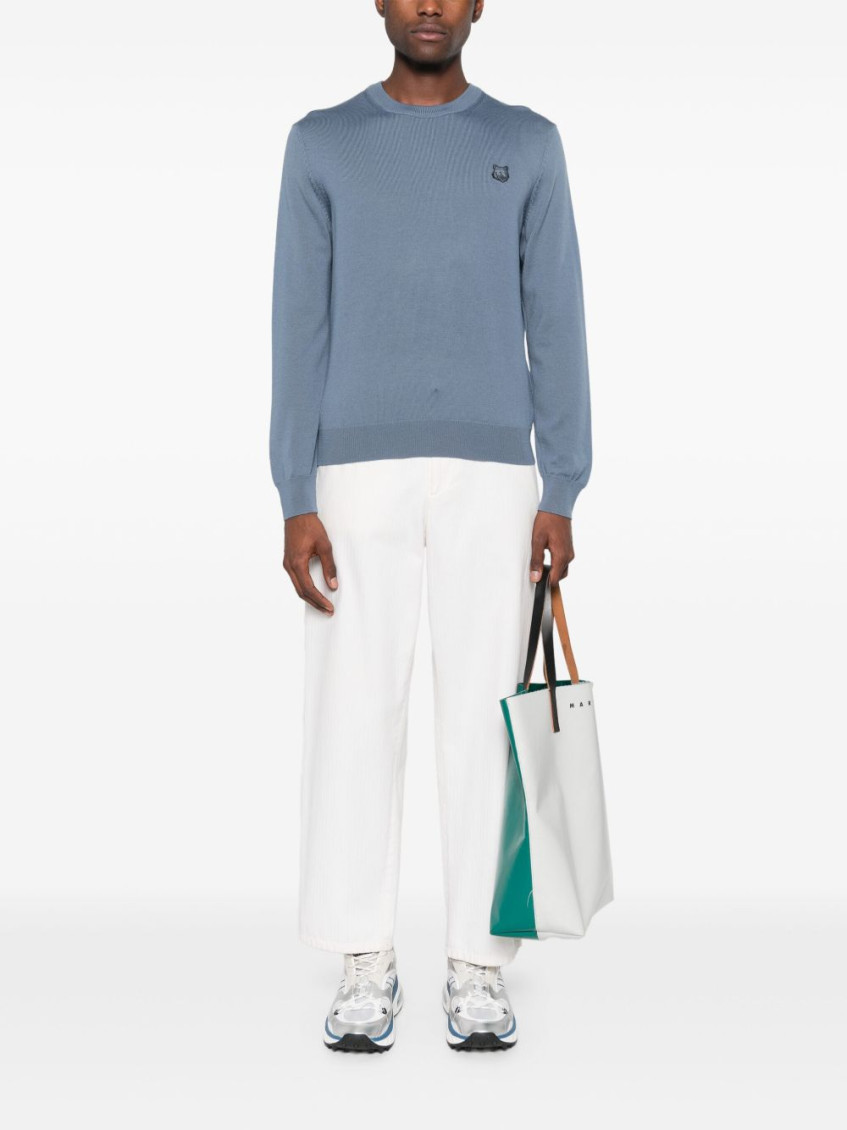 Blue Bold Fox Head wool jumper