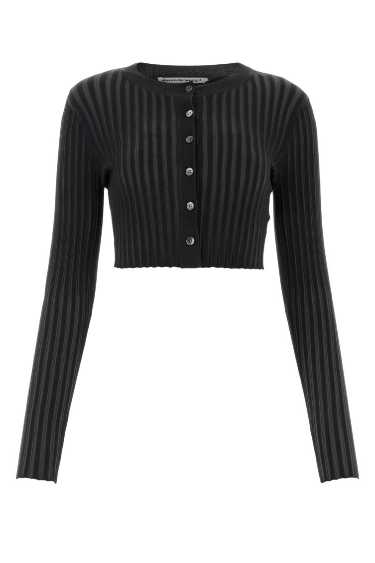 Ribbed cropped cardigan - Black