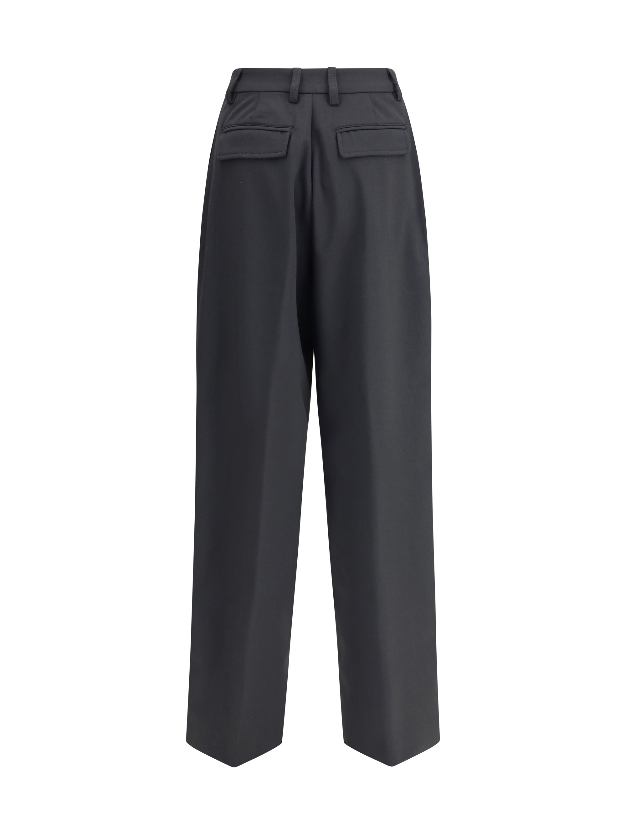 Pleated Tailored Trousers — Black