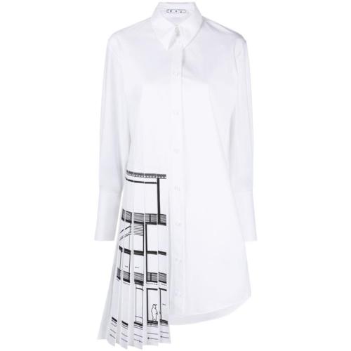 Pleated panel shirt-dress