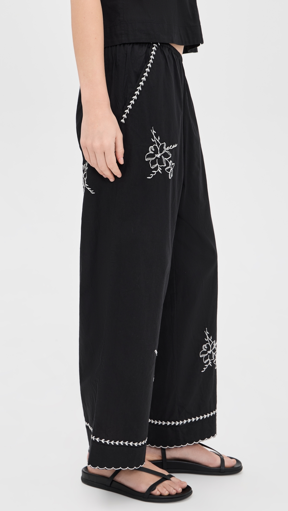 The Weekend Hanky Embroidery Pants Black