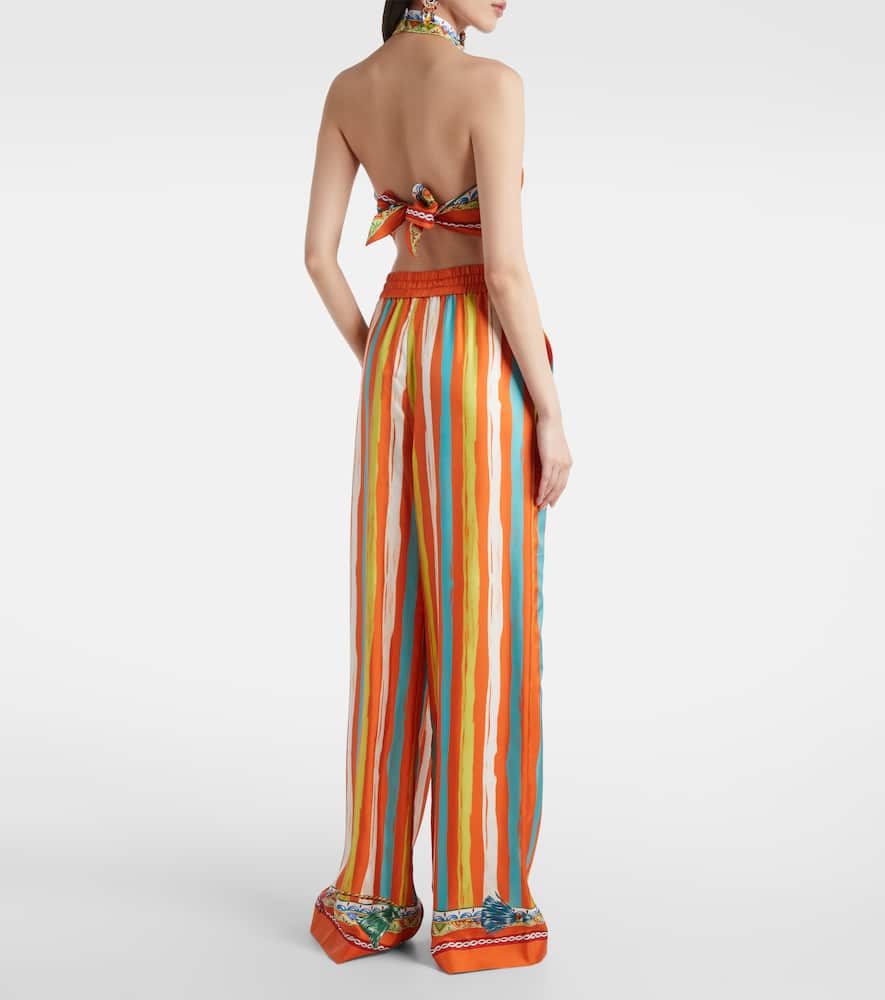 Striped silk palazzo pants