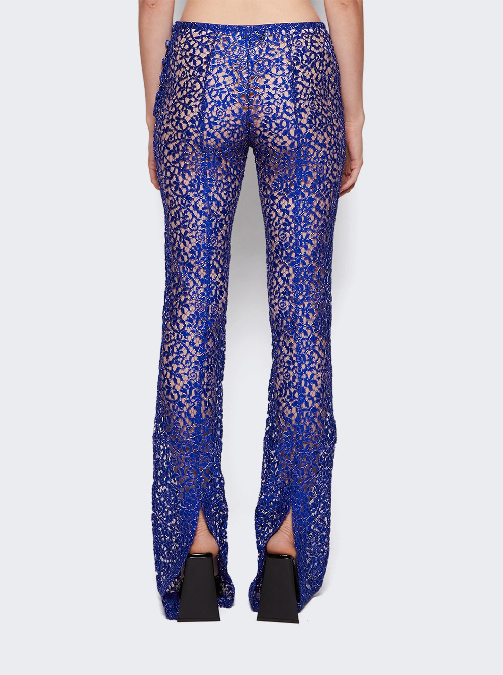 Corded-lace flared trousers - Blue