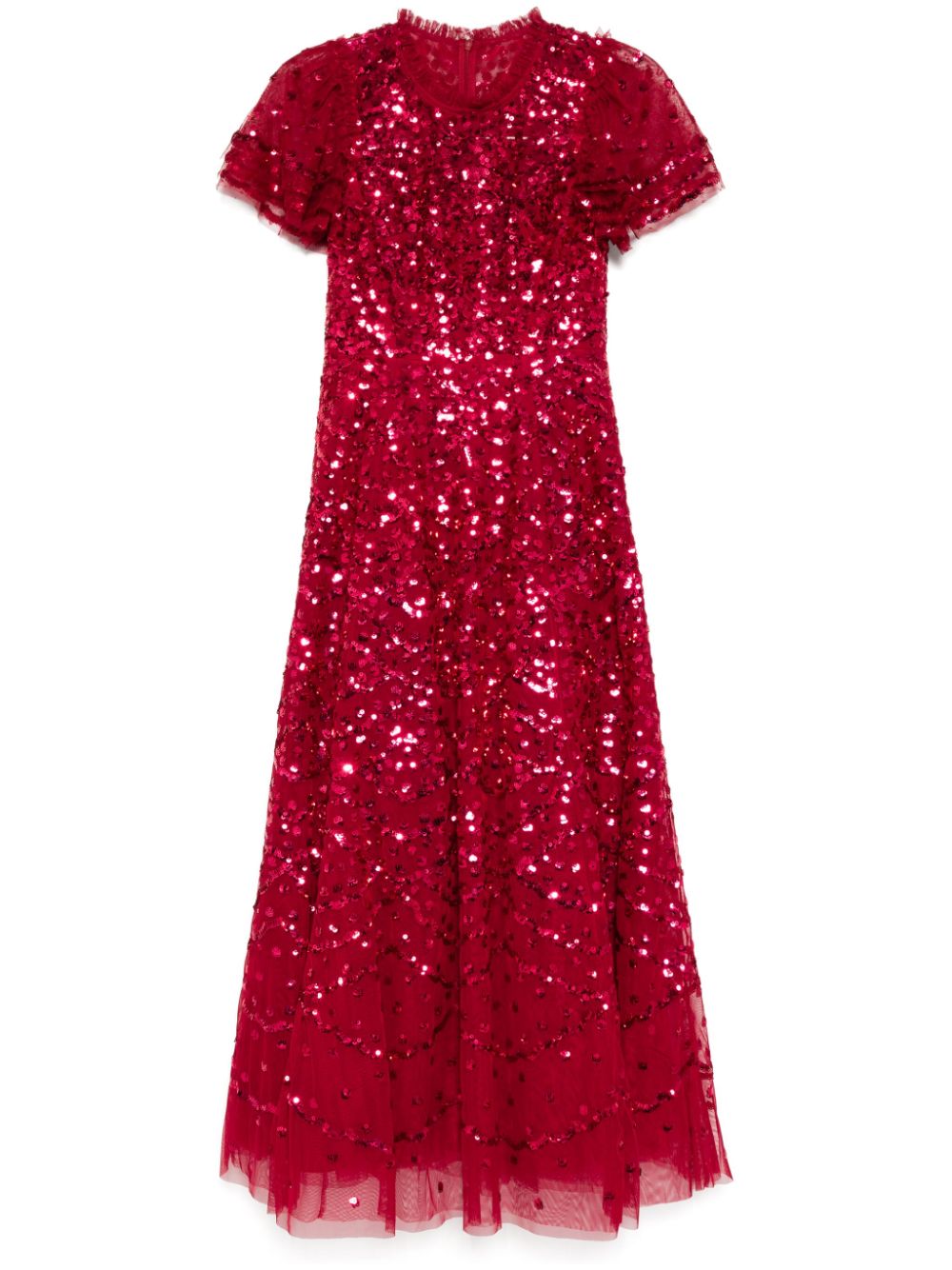 Deco dot ankle gown - Red