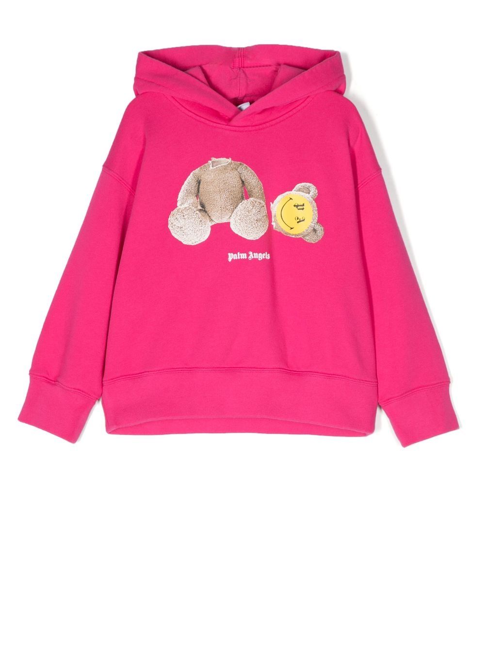 Smiley teddy-bear print hoodie - Pink