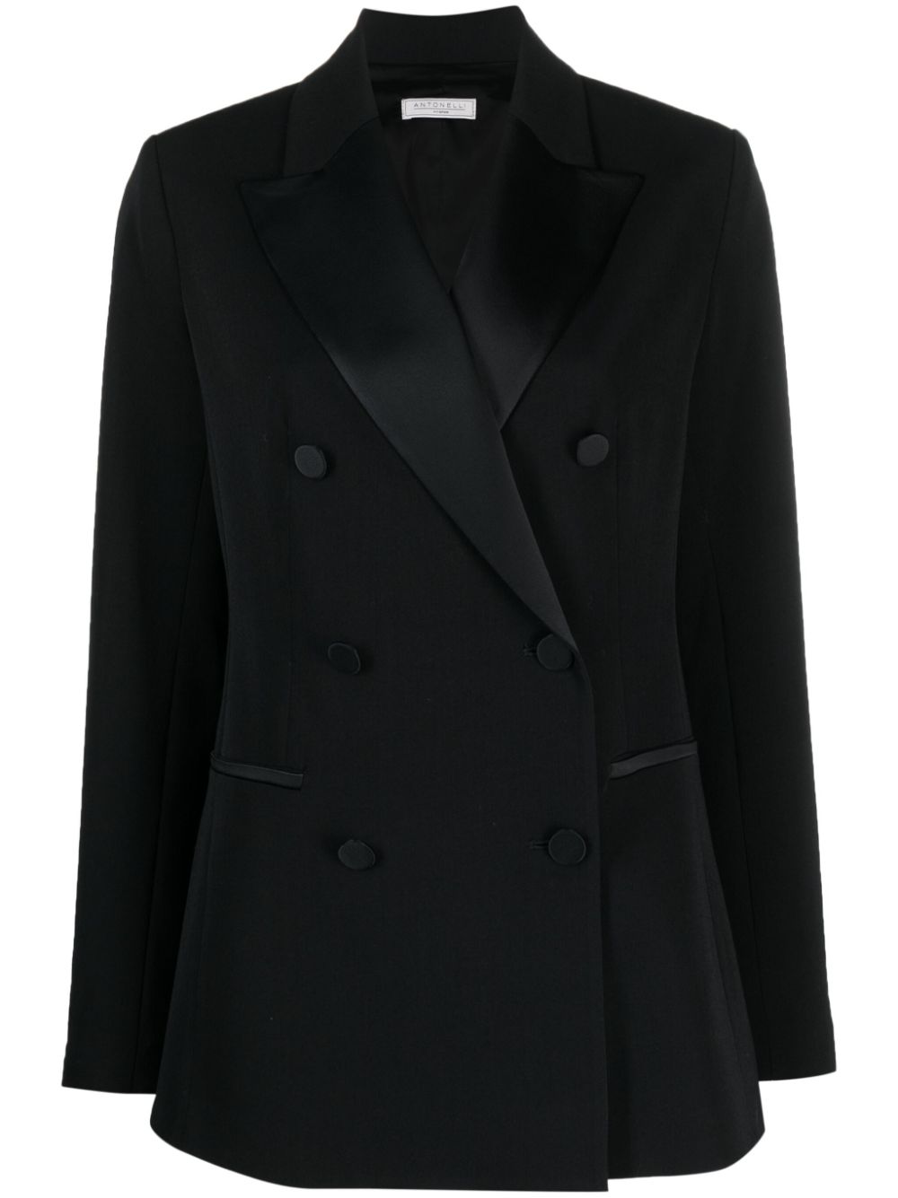 Double-breasted knitted blazer - Black