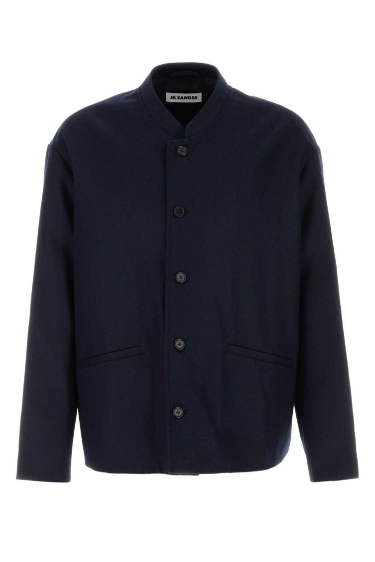 Jil Sander - long sleeve collarless jacket 151 front pocket