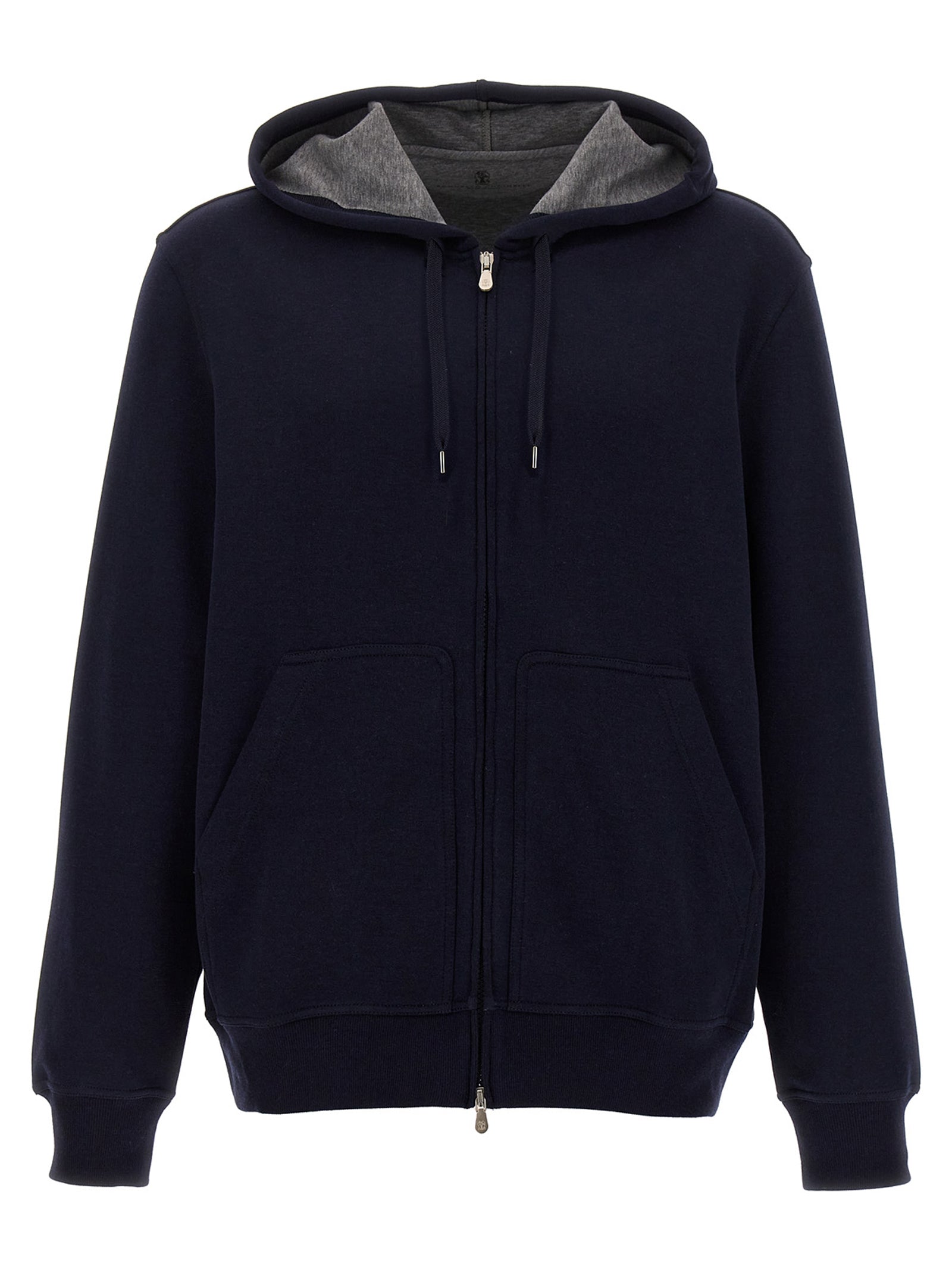 Cotton-Blend Hoodie — Navy