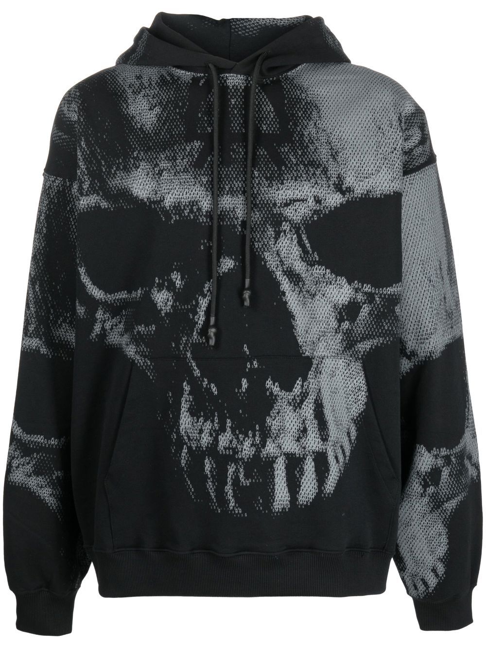 Skull-print cotton hoodie - Black