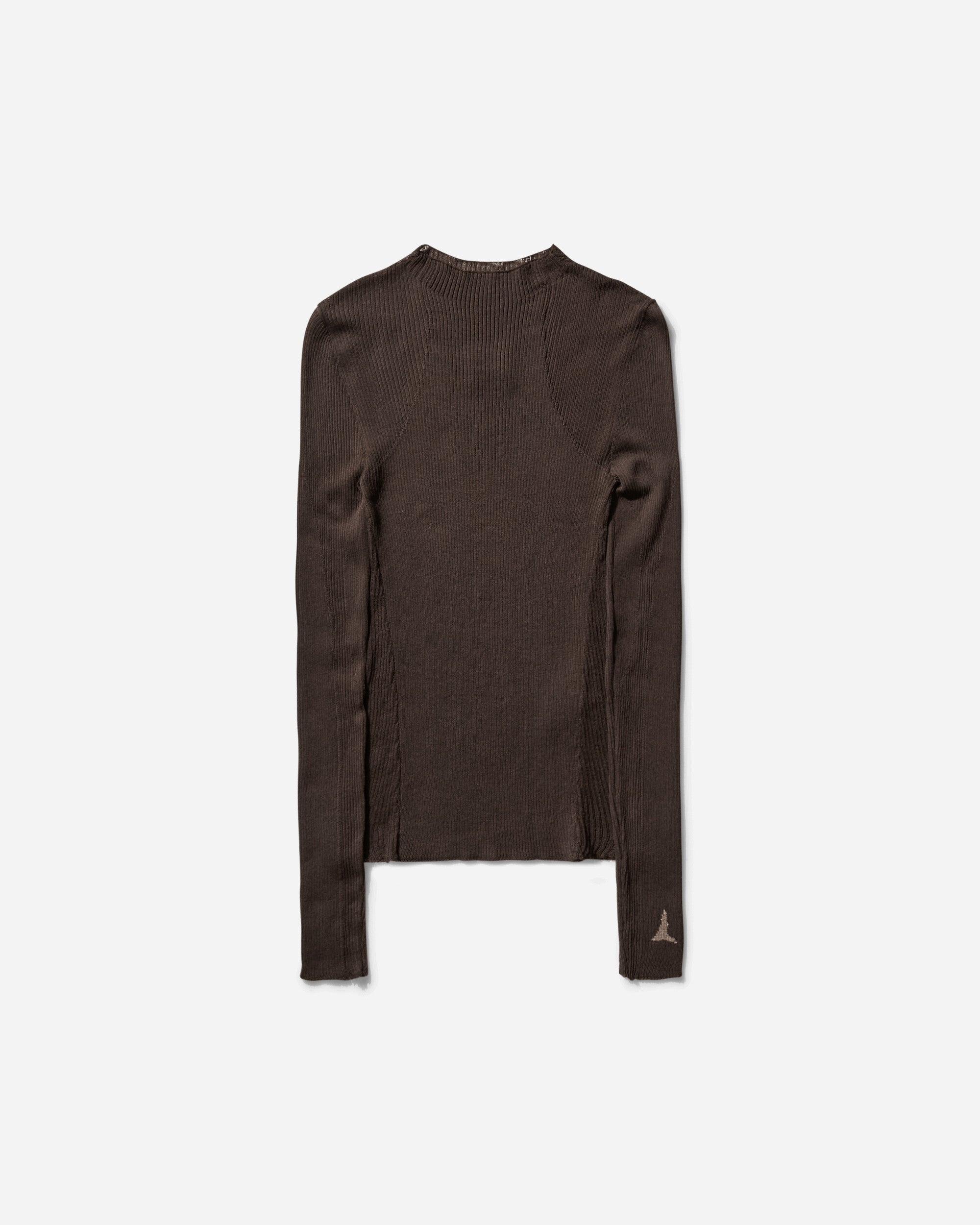 Women s Sheer Knit Longsleeve Top Dark Brown