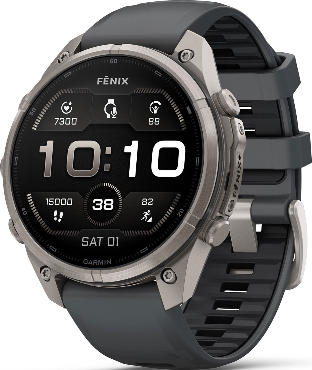 Fenix 9 Pro Smartwatch 47mm in Titanium with Graphite/Black Silicone Band