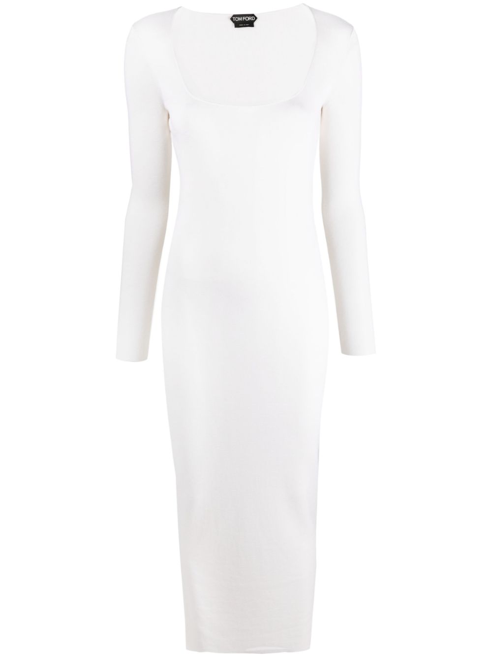 Scoop-neck cashmere-silk midi dress - White