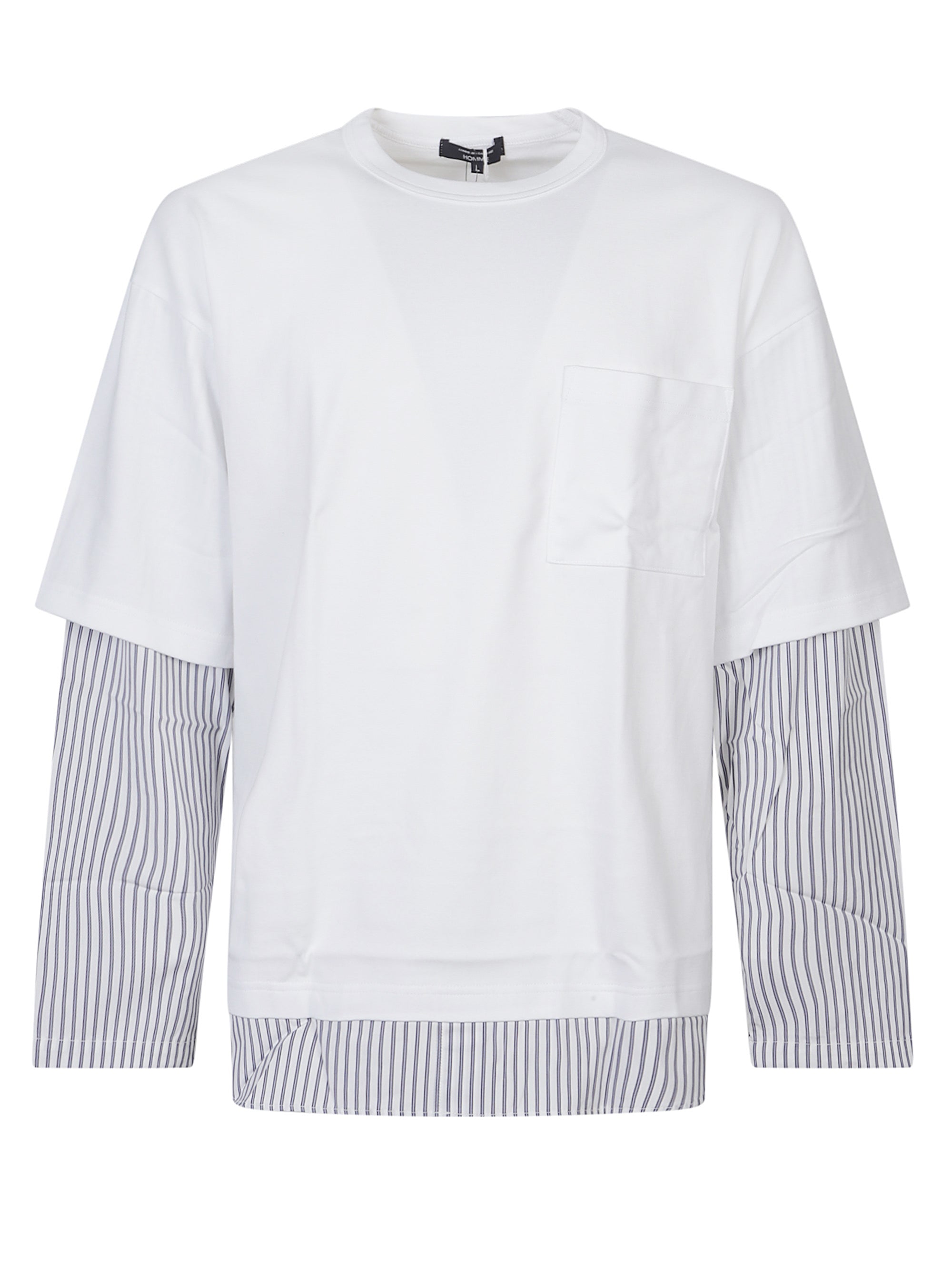Striped-sleeve T-shirt