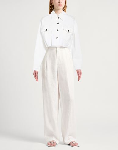 Woman Denim outerwear Ivory Size 28 Cotton, Elastane