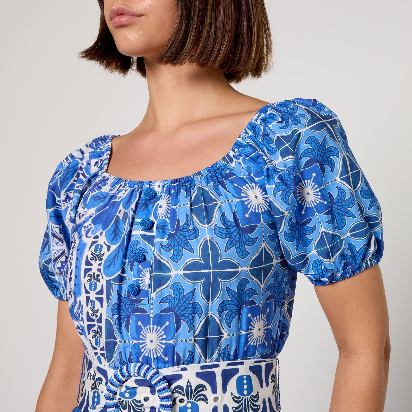 Farm Rio Printed Cotton Midi Dress - XS