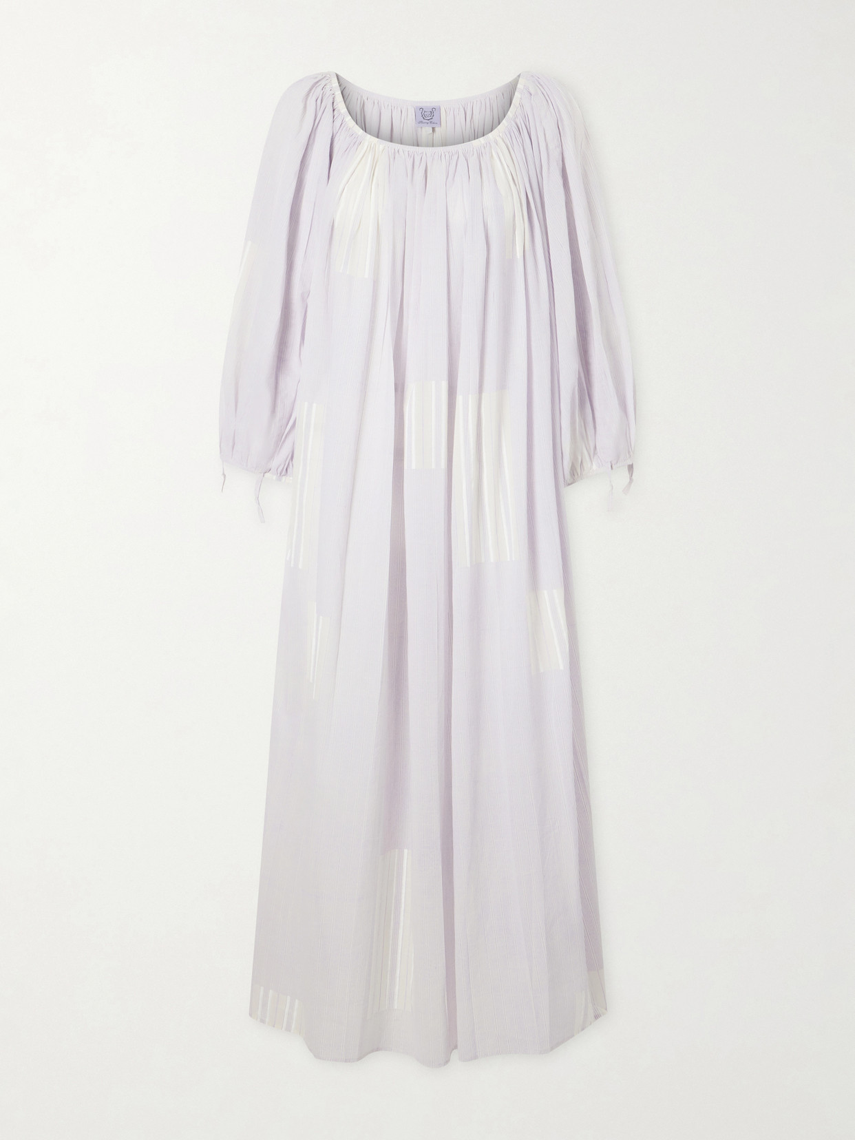 Athenaïs Gathered Striped Cotton-voile Maxi Dress - Gray