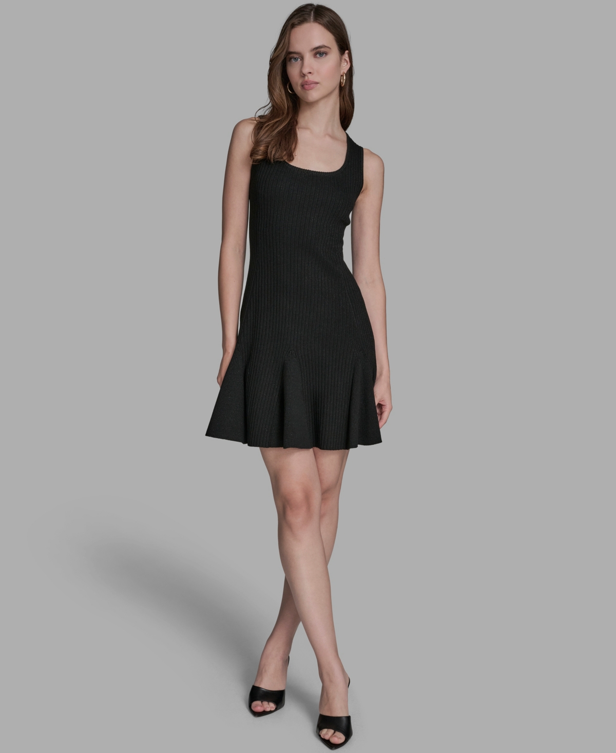 Women's Knit Lurex Sweater Dress - BLACK