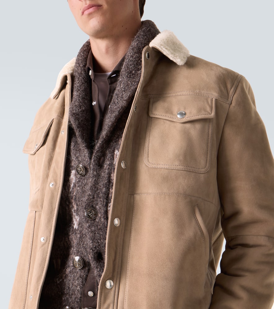 Shearling-trimmed suede jacket
