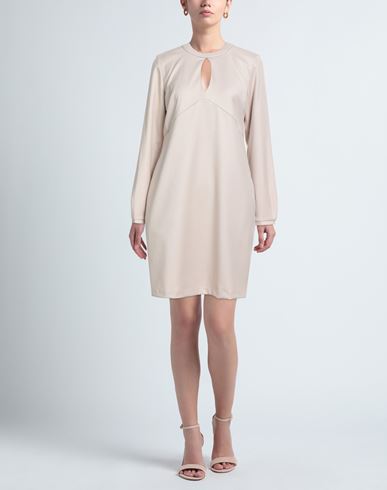 Woman Mini dress Beige Size 6 Polyester, Viscose, Elastane