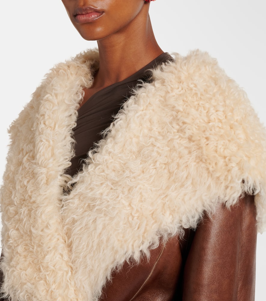 Shearling-trimmed leather jacket