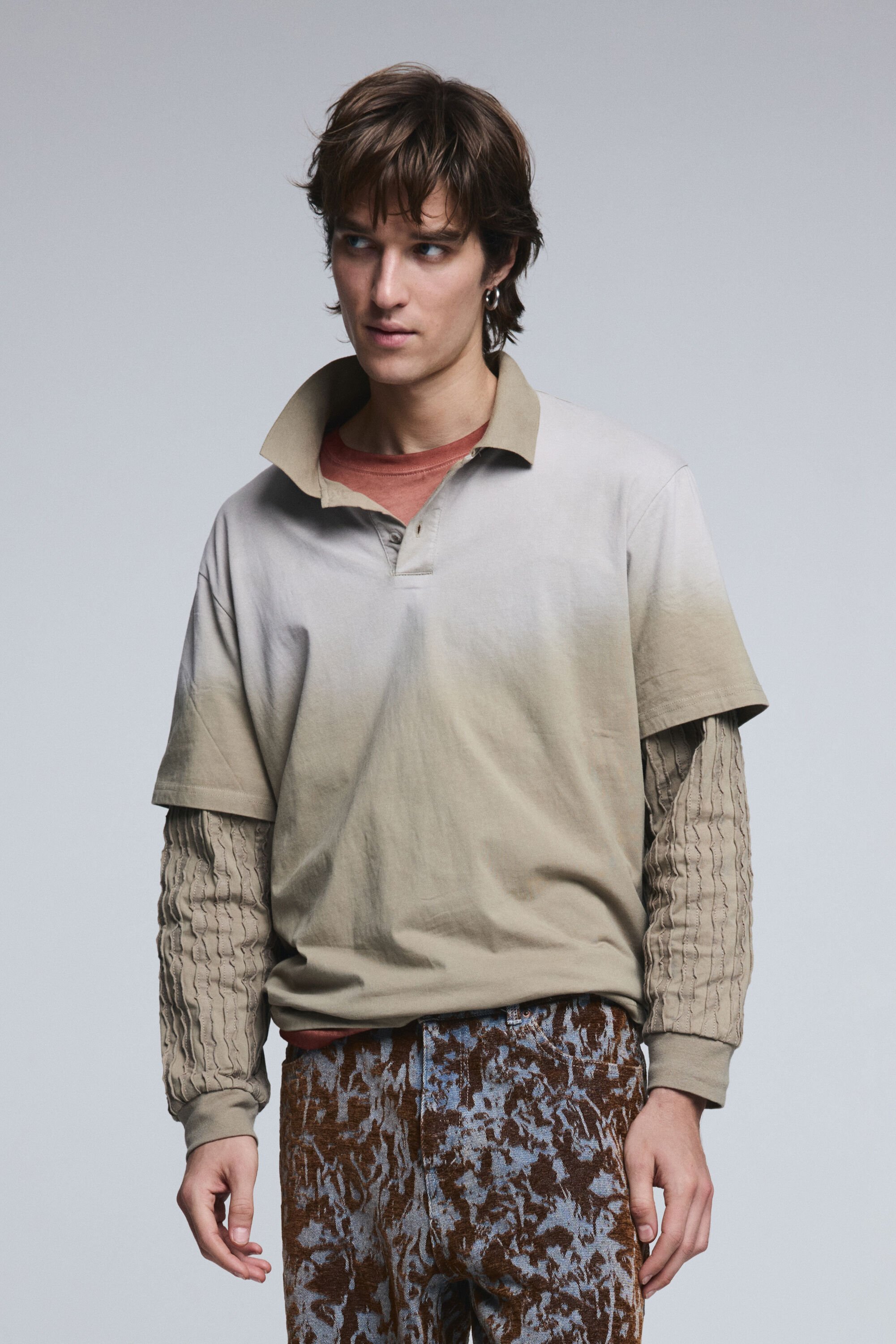 Double long-sleeve polo shirt