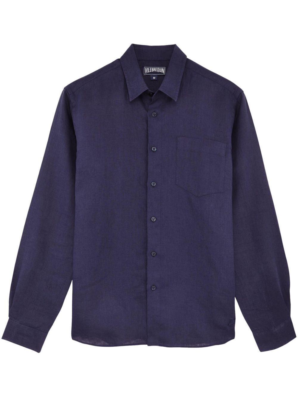 Logo-embroidered linen shirt - White