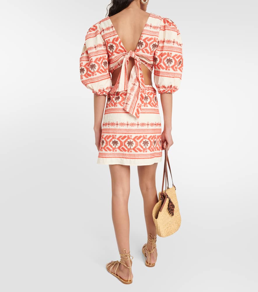 Cutout printed cotton minidress