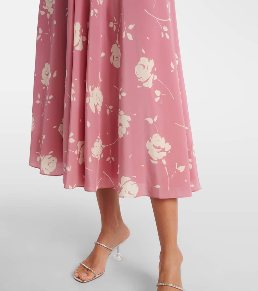 Bow-detail floral silk midi dress