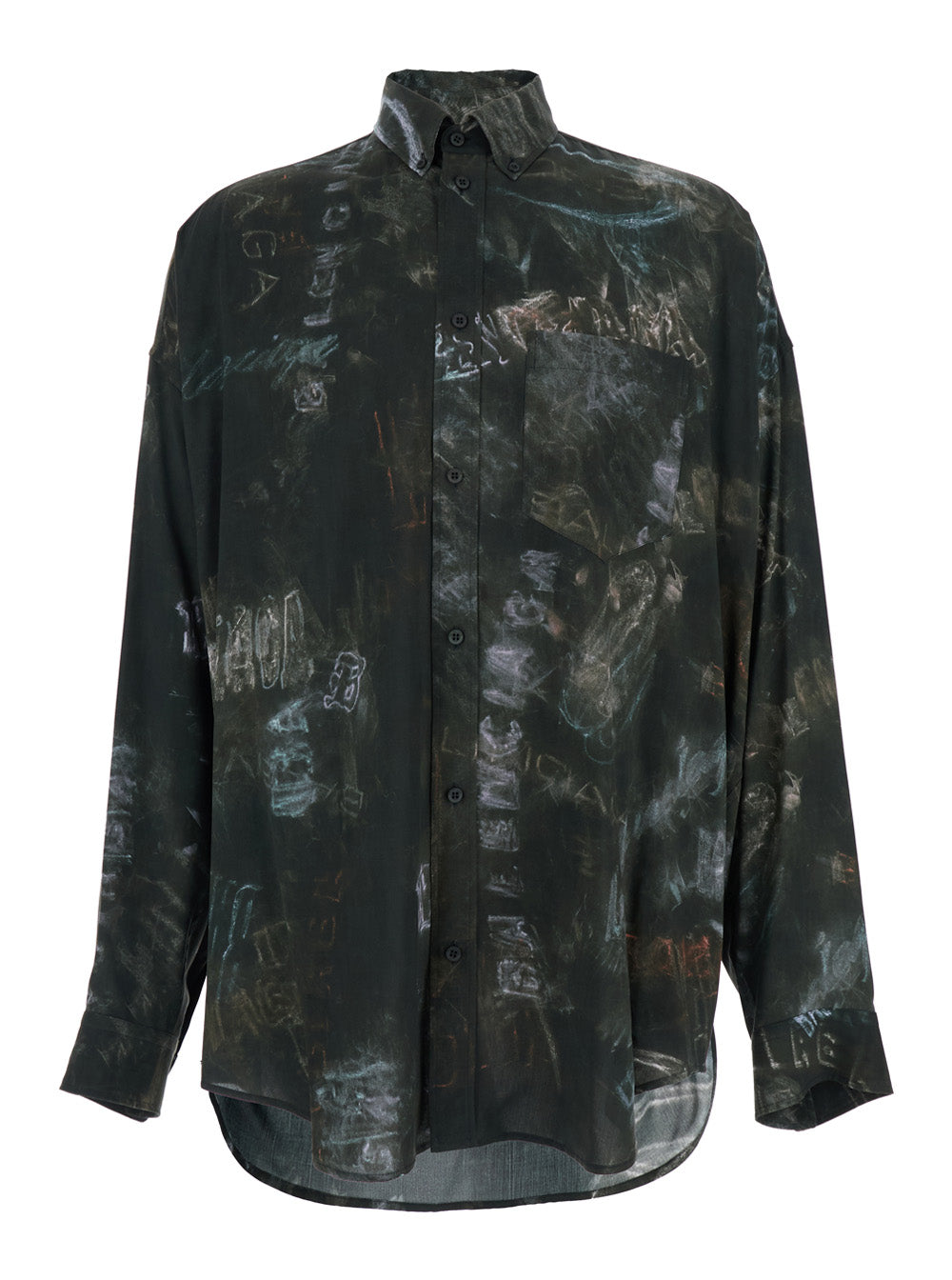 All-Over Printed Viscose Shirt — Black