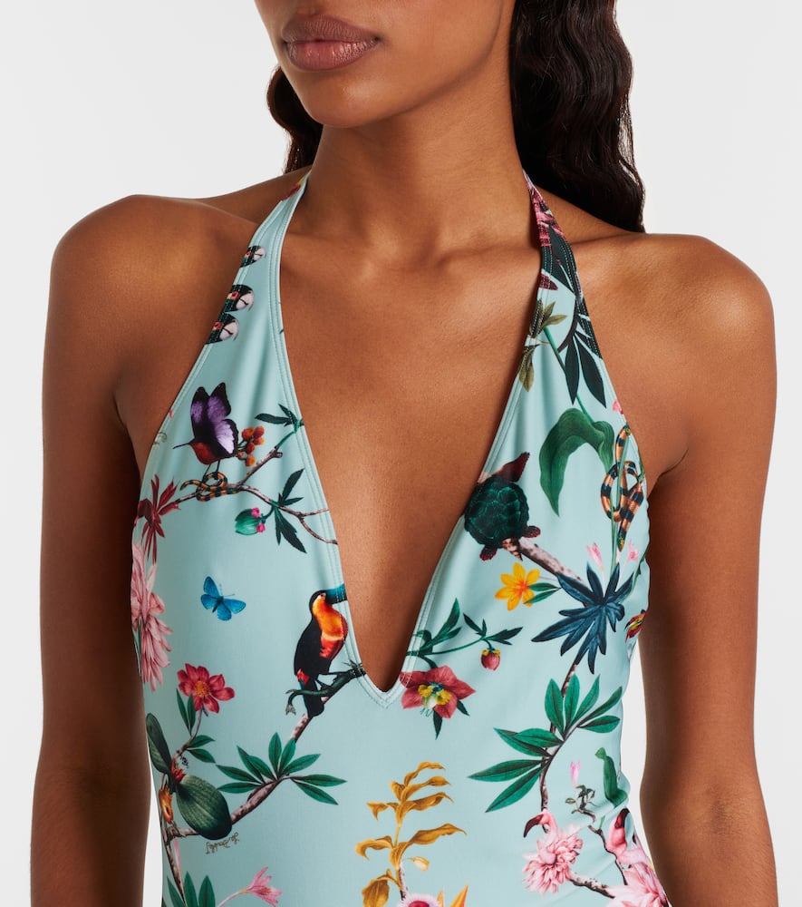 Printed halterneck swimsuit