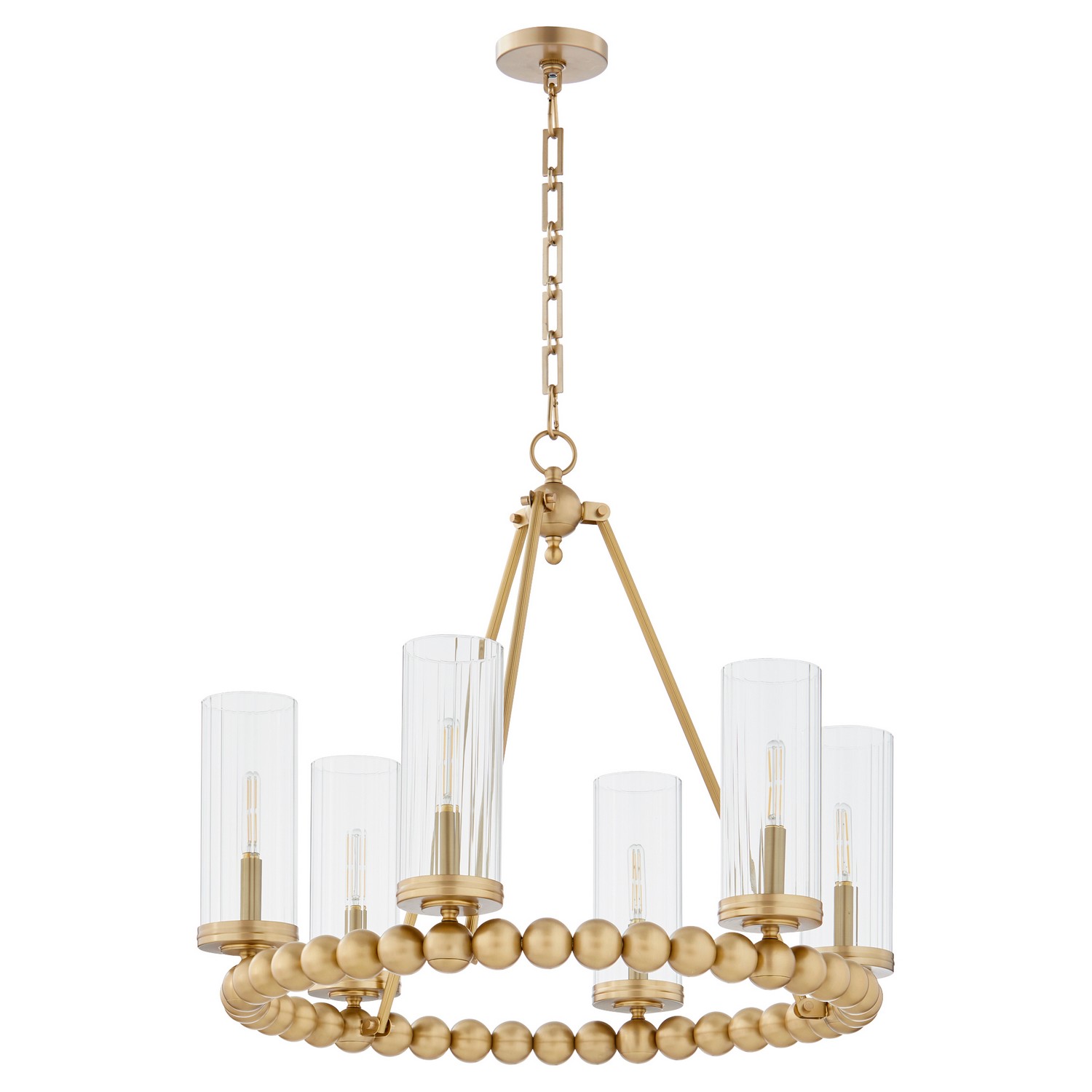 Aged Brass Six Light Chandelier from the Lee Boulevard Collection