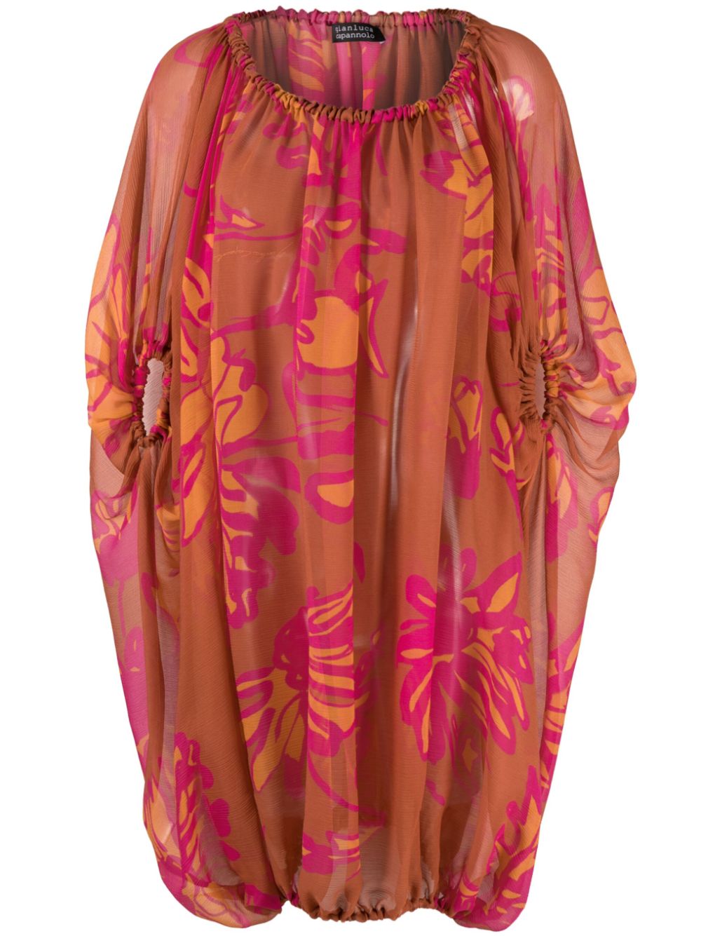 Claire floral-print minidress - Orange