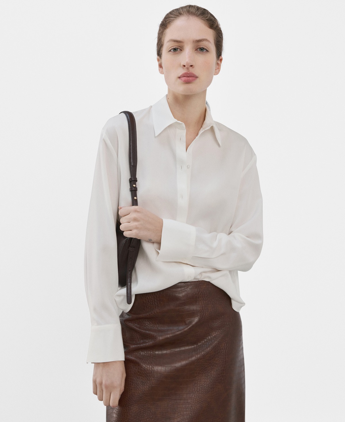 Women's Straight Lyocell Shirt - Ecru
