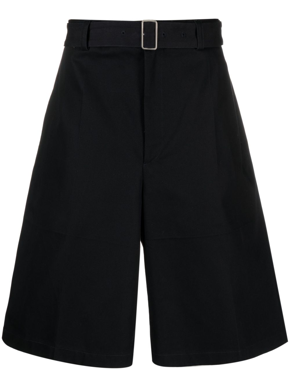 Wide-leg belted-waist shorts - Blue